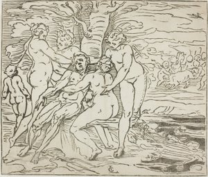 Venus sörjer Adonis död av Luca Cambiaso