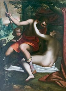 Venus och Adonis, före 1585, Luca Cambiaso (olja på duk) av Luca Cambiaso