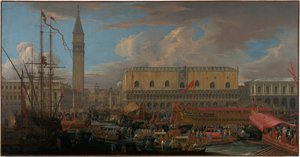 Bucintoro Avgår från Bacino di San Marco av Luca Carlevarijs