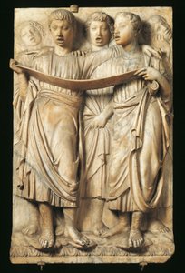 Barn som sjunger, detalj från Cantoria (körgalleri) av Luca Della Robbia (ca 1400-1481), marmor, relief för katedralen Santa Maria del Fiore, Florens av Luca Della Robbia