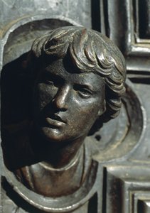 Chef för Giuliano de Medici, detalj från bronsverk på dörr av Luca della Robbia (1400-1481). Ny sakristia, katedralen Santa Maria del Fiore, Florens. Italien av Luca Della Robbia