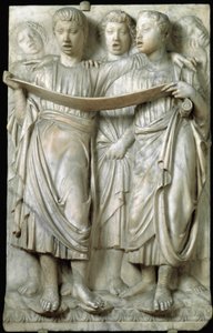 La cantoria eller barn som sjunger i kör - Marmorrelief, av Luca della Robbia (ca 1400-1482), Quattrocento