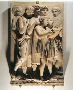 Laudate Eum en choro (Psalm 150, Laudate Dominum), panel med sjungande barn av Luca Della Robbia