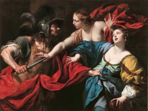 Venus hindrar sin son Aeneas från att döda Helena av Troja av Luca Ferrari