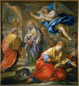 Bebådelsen till Joachim (målning på duk) av Luca Giordano
