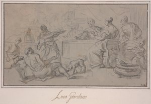 De rikas bankett (grafit- och bläcktvätt på papper) av Luca Giordano