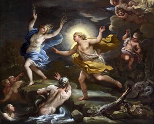 Barock: Apollo och Daphne av Giordano, Luca (1632-1705). Olja på duk av Luca Giordano