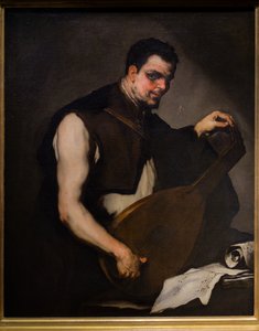 Musiker stämmer sin luta av Luca Giordano