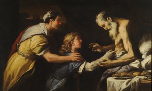Jakobs presentation för Isak (olja på duk) av Luca Giordano