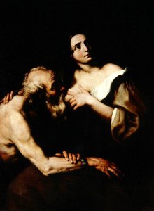 Roman Charity (olja på duk) av Luca Giordano