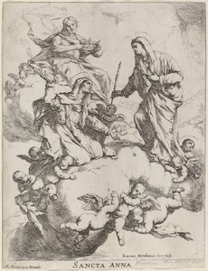 Saint Anne Mottagen av Jungfrun och Kristus av Luca Giordano
