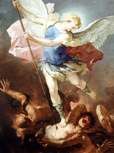 St Michael besegrar demonen, av Luca Giordano (1634-1705), olja på duk