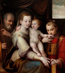 Den heliga familjen och S:t Stefan, ca 1560 (olja på duk)
