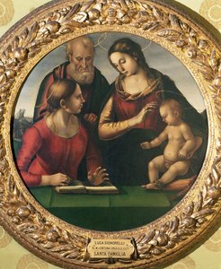 Helig familj med St. Catherine av Luca Signorelli