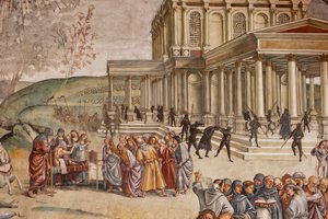 Predikan och Antikrists fakta, detalj, detalj av Luca Signorelli