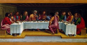 Berättelser om Kristus, den sista måltiden, av Luca Signorelli (ca 1445-1523), målning. av Luca Signorelli