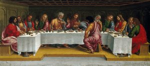Sista måltiden. Lamentation over the Dead Christ, Predella panel, 1502. av Luca Signorelli