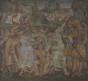 The Triumph of Chastity: Love Disarmed and Bound Fresker från Palazzo del Magnifico, Siena, 1509 av Luca Signorelli