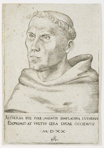 Martin Luther, Bust in Three-Quarter View av Lucas Cranach the Elder