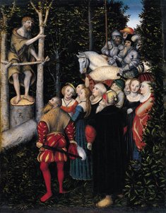 The Sermon of St. John the Baptist av Lucas Cranach the Elder