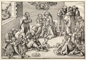 Den heliga familjen och släkten av Lucas Cranach