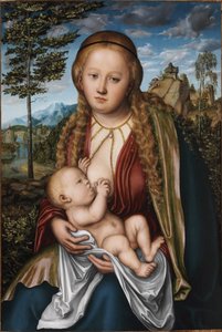 Jungfrun som diar barnet - Lucas Cranach den äldre av Lucas Cranach