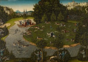 En hjortjakt med kurfursten Friedrich den vise av Lucas Cranach the Elder