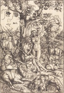 Adam och Eva i paradiset av Lucas Cranach the Elder