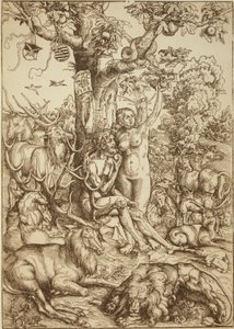 Adam och Eva i paradiset av Lucas Cranach the Elder