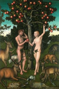 Adam och Eva. 1526 av Lucas Cranach the Elder