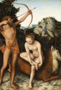 Apollo och Diana. Omkring 1530 av Lucas Cranach the Elder