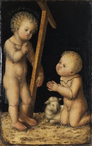 Kristus och Johannes Döparen som barn av Lucas Cranach the Elder