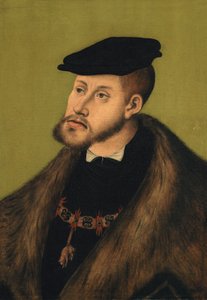 Tyska: Bildnis Kaiser Karls V. Porträtt av kejsaren Karl V av Lucas Cranach the Elder