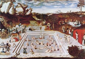 Tyska: Der Jungbrunnen Ungdomens källa av Lucas Cranach the Elder