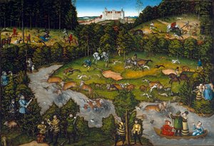 Domjakt nära Hartenfels slott (Torgau i Sachsen) av Lucas Cranach the Elder