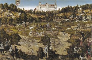 Jaga för att hedra kejsar Karl V på Torgau slott av Lucas Cranach the Elder