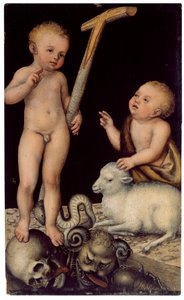 Jesus och S:t Johannes som pojkar av Lucas Cranach the Elder