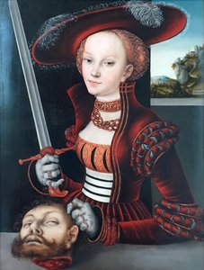 Judit med Holofernes huvud av Lucas Cranach the Elder