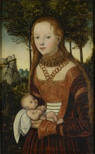 Ung mor med barn (s.k. "Johannes Chrysostomos botgöring") / Prinsessan som våldtogs av Johannes Chrysostomos av Lucas Cranach the Elder