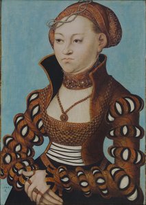 Porträtt av prinsessan Maria av Sachsen med brudkrona av Lucas Cranach the Elder