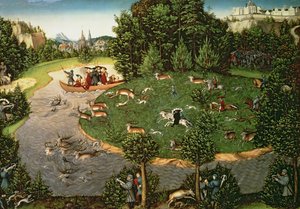 Stag Hunt of Kurfurst Friedrich III den vise, 1529 (panel) av Lucas Cranach the Elder