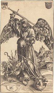 Ärkeängeln Michael väger en själ av Lucas Cranach the Elder