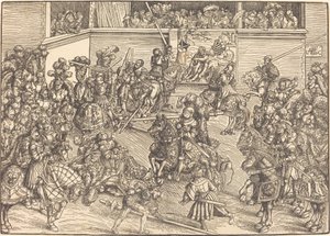 Den andra turneringen med Simsons och lejonets gobeläng av Lucas Cranach the Elder