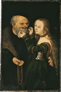Det ojämlika paret, ca 1530 av Lucas Cranach the Elder
