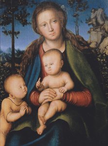 Jungfru Maria med barnet och Johannesbarnet av Lucas Cranach the Elder