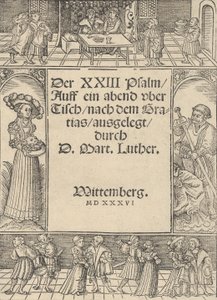Titel-gräns med berättelsen om Salome och Johannes Döparen. av Lucas Cranach the Elder