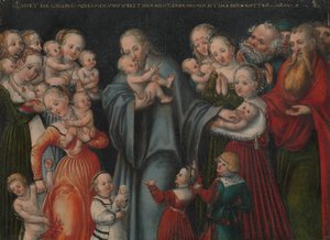 Kristus välsignar barnen, ca. 1545-50. av Lucas Cranach the Younger