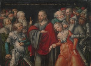 Kristus och äktenskapsbrytaren, ca. 1545-50. av Lucas Cranach the Younger