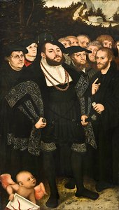 Martin Luther och reformatorerna i Wittenberg av Lucas Cranach the Younger