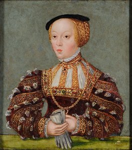 Polska: Porträtt av Elisabet av Österrike Habsburg (1526-1545), Sigismund Augustus Elisabet av Österrikes första hustru av Lucas Cranach the Younger